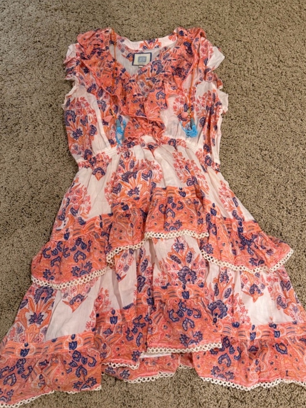 Alicia Bell orange floral print frilly dress